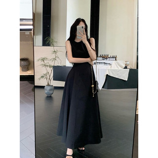 Đầm midi đen xẻ đùi khoét ngực (về thêm sát nách)