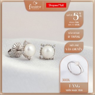 Bông tai ngọc trai thật, bạc quý kim với thiết kế tinh xảo, thanh lịch - EF136 - Finifer by Hoang Gia Pearl