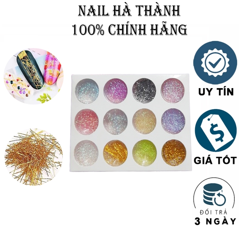 Set nhũ sợi trang trí móng 12 màu