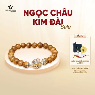 Vòng tay trầm hương chuỗi hạt ngọc châu kim đài, trầm hương tự nhiên Thiên Mộc Hương may mắn bình an