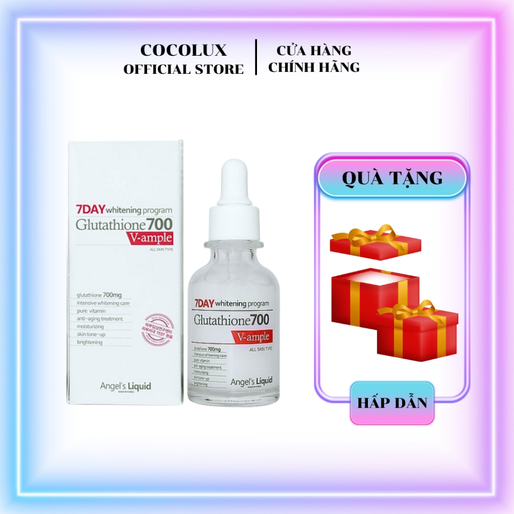 Serum Dưỡng Trắng Da, Cấp Ẩm Đa Tầng Angel's Liquid Glutathione 700mg + 5% HA 7Day Whitening Program 30......