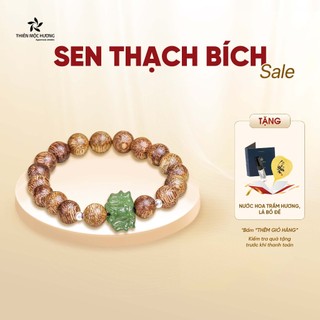 Vòng tay trầm hương chuỗi hạt sen thạch bích 100% tự nhiên Thiên Mộc Hương may mắn bình an