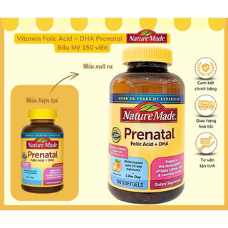 [Date 2026] Vitamin tổng hợp Bổ bầu Mỹ - Prenatal + DHA 200mg chai 150 viên