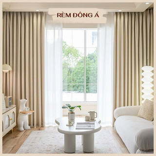 Rèm cửa rèm cửa sổ trơn không họa tiết màu kem hàng loại 1 cao cấp, chống nắng tốt, màu bền đẹp