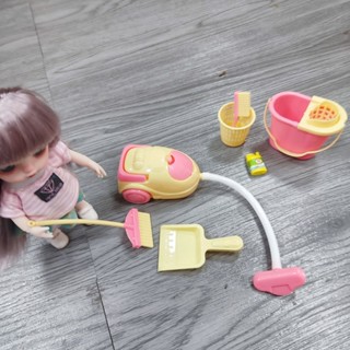  set 6 món dụng cụ vệ sinh ,đồ chơi lau dọn nhà mini,phụ kiện nhà búp bê 