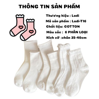 Tất vớ nữ - tất nữ cổ cao, tất cao cổ dệt kim trắng tinh phong cách lolita chất cotton