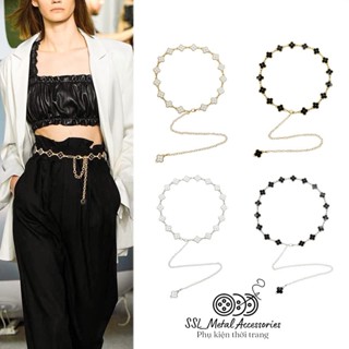 [HÀNG MỚI] Đai váy - dây xích thắt lưng Có 2 mặt trắng, đen cỏ 4 lá phụ kiện trang trí quần áo thời trang cao cấp, SYC53