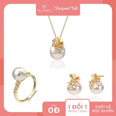 Bộ Trang Sức Ngọc Trai Cao Cấp Vàng Tây BTCC90 Huy Thanh Jewelry