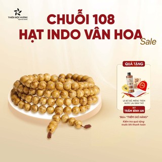 Vòng tay Trầm Hương 108 hạt Indonesia vân hoa Thiên Mộc Hương, tích trầm trên 25 năm