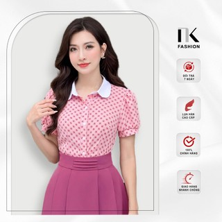Áo Sơ Mi Họa Tiết NK Fashion Công Sở Nữ Thiết Kế Vai Bồng, Nhẹ Nhàng, Nữ Tính NKSM2406008
