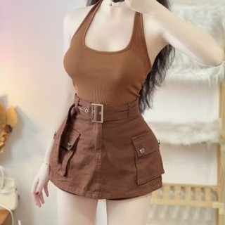 Chân váy kaki đục lỗ kèm nịt may kèm quần bên trong rất đẹp