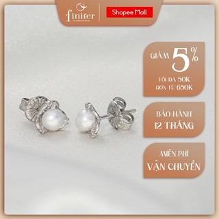 Bông tai ngọc trai thật, khuyên tai bạc đính ngọc trai Finifer by Hoang Gia Pearl EF095