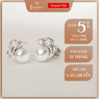 Bông tai ngọc trai thật, khuyên tai bạc đính ngọc trai thanh lịch Finifer by Hoang Gia Pearl EF236