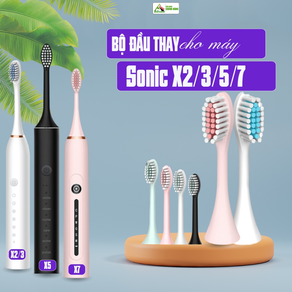 Dành cho dòng máy Sonic x2, x3, x5, x7 Set 2 đầu thay bàn chải đánh răng điện Minh House Care