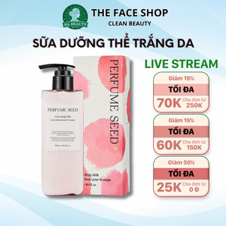Sữa dưỡng thể dưỡng ẩm tốt trắng da thơm lâu hương nước hoa hồng The Face Shop Perfume Seed Velvet Body Milk 300ml