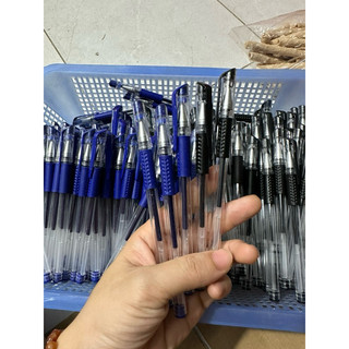 Bút bi bút gel 0.5mm mực đều 2 màu xanh và đen