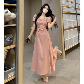 Váy trễ vai thắt nơ dáng dài tiểu thư hàn quốc CHANGSTORE - V356