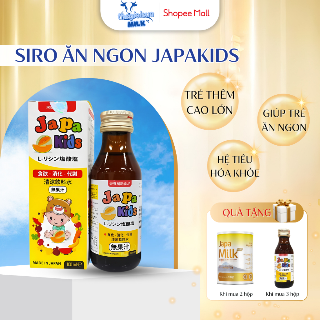 Siro Ăn Ngon Cho Bé Japa Kids Chính Hãng Hỗ Trợ Bé Tăng Cân Kích thích Ăn Ngon Con Cao Lớn Vượt Trội