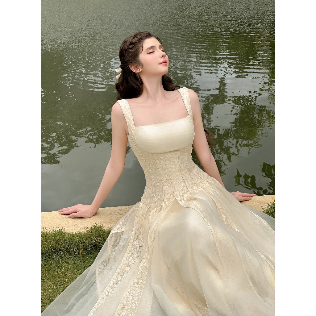 SÒ VINTAGE - ELODIE đầm maxi ren ánh phối lưới | BigBuy360 - bigbuy360.vn