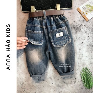 Quần bò trơn thêu túi bé trai - quần jean bé trai