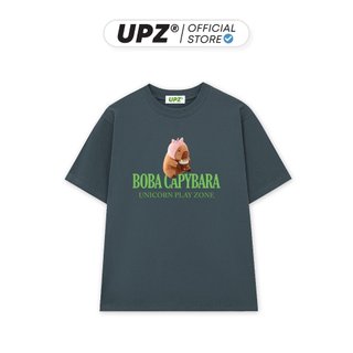 UPZ Áo Thun Cotton Unisex Form Rộng Tay Ngắn In Hoạ Tiết BOBA CAPYBARA (4 Màu)