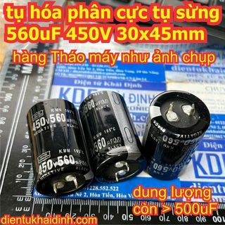 TỤ HÓA, TỤ PHÂN CỰC 560uf 450V TỤ SỪNG chân ngắn 30x45mm 35x50mm  kde1836