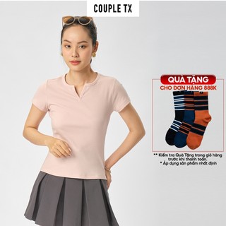 Áo thun nữ couple tx cổ xẻ slim fit wts 2355