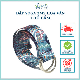Dây tập yoga cotton hoa văn thổ cẩm dài 2m5 ECOYOGA - 3.8cm có chốt móc , chịu lực tốt , hỗ trợ luyện tập trong tập yoga