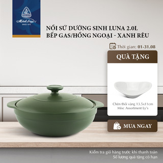 Nồi Sứ Dưỡng Sinh Minh Long Healthy Cook Luna 2.0 L - Dùng Cho Bếp Gas, Bếp Hồng Ngoại