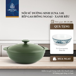 Nồi Sứ Dưỡng Sinh Minh Long Healthy Cook Luna 3.0 L (CK) - Dùng Cho Bếp Gas, Hồng Ngoại