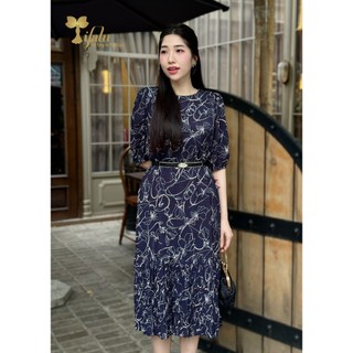 Tifalu - đầm voan lụa dáng suông bigsize - tfl743blue