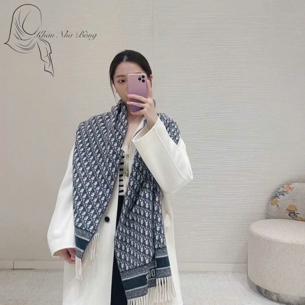 khăn quàng cổ cashmere - khăn choàng cổ dior mùa đông dạ màu đen hồng đỏ sang trọng - NHÀ BỐNG