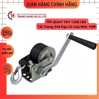 Tời quay tay 1200 lbs tải trọng 544 kgs có cáp móc 10m
