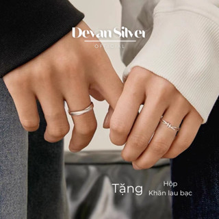 Nhẫn đôi bạc Devan Silver, nhẫn bạc nam nữ freesize, nhẫn cặp Solie tự chỉnh size bạc 925 cao cấp