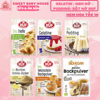 Gelatine, Bột nở, Men nở, Pudding, Đường vani hữu cơ Ruf làm bánh cho bé