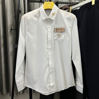 Áo sơ mi nam cao cấp áo sơ mi thêu logo ngực túi BBR trắng vải chất lượng mềm mịn hàng đẹp như hình