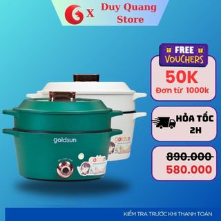 Nồi lẩu hấp đa năng goldsun gmc3002 dung tích 5l, công suất 1500w, bảo hành 12 tháng