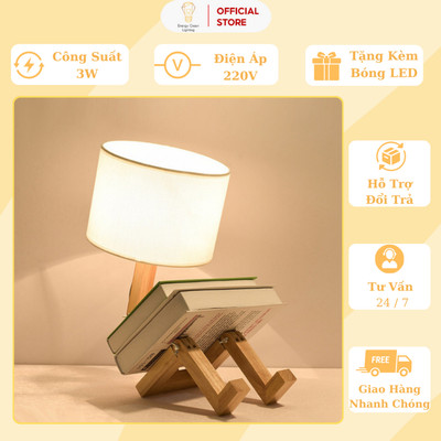 Đèn Ngủ Để Bàn Energy Green Lighting Thân Gỗ 8031 - Trang Trí Phòng Ngủ / Decor Góc Làm Việc