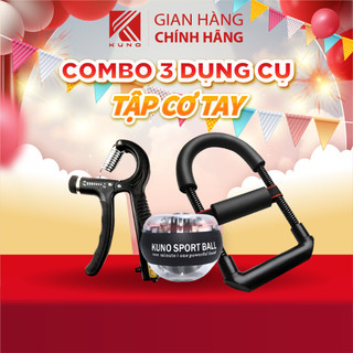 Combo 3 món dụng cụ tập tay kunosport kìm bóp tay ,bóng tập cổ tay ,lò xo tập tay chữ u