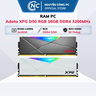 Ram Adata XPG D50 RGB Trắng / Xám 16GB (1x16) DDR4 3200Mhz - Hàng chính hãng Bảo hành 60 tháng