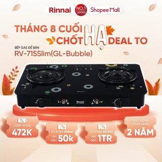 Bếp gas dương Rinnai RV-715Slim mặt bếp kính và kiềng bếp men - Hàng chính hãng.