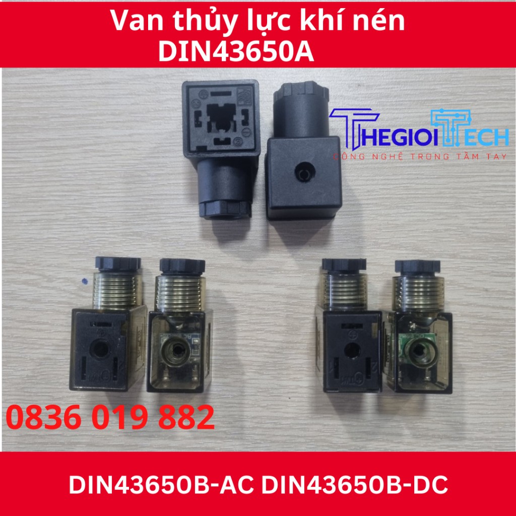 Đầu nối phích cắm DIN43650A DIN43650B cho van thủy lực Đen 3 lõi 2+1GND,4v210 có đèn LED dùng cho khí nén, điện áp DC AC - DIN43650B 4v210 AC