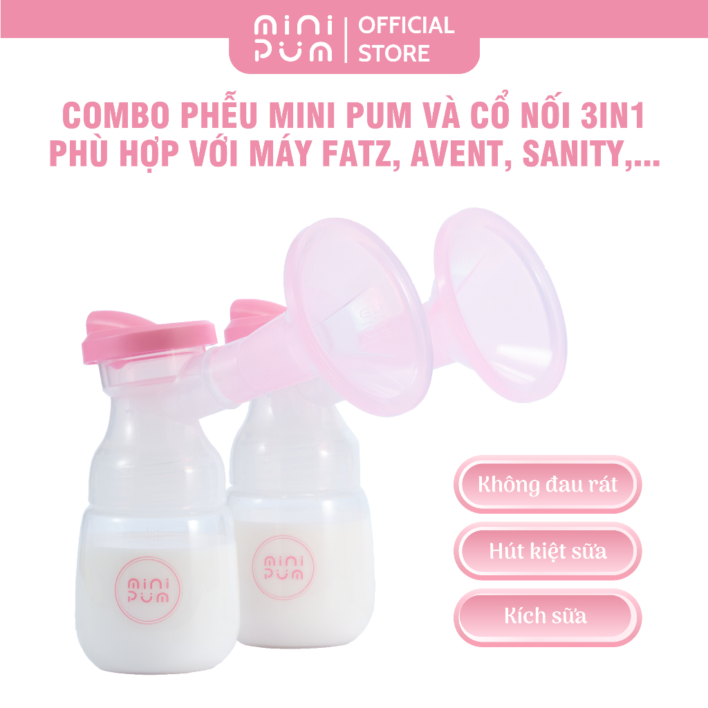 Combo Phễu Mini Pum và cổ nối 3in1 tích hợp cổ nối, chặn và van