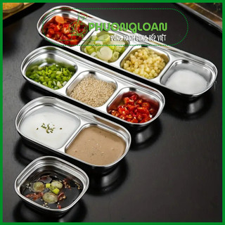 Khay chấm, bát chấm Hàn Quốc, khay gia vị Inox 304 loại 1 ngăn, 2 ngăn, 3 ngăn siêu sang trọng