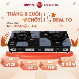 Bếp gas dương Rinnai RV-715Slim mặt bếp kính và kiềng bếp men - Hàng chính hãng.