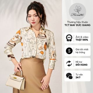Áo sơ mi nữ hoạ tiết dài tay HeraDG thiết kế măng séc bản to thời trang,nẹp giấu khuy tinh tế,chất lụa cao cấp SASBD1002
