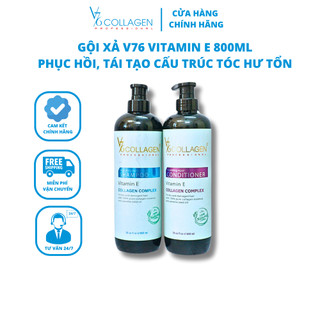 Dầu gội phục hồi tóc hư tổn 800ml, tái tạo cấu trục, nuôi dưỡng tóc khô sơ - v76 collagen