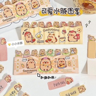 Set giấy note ghi chú bookmark phân trang tab sticker hình capybara chuột lang nước dễ thương