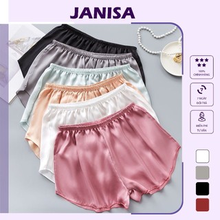 Quần đùi nữ mặc nhà lụa satin ống rộng lưng cao đẹp bigsize JANISA QS15