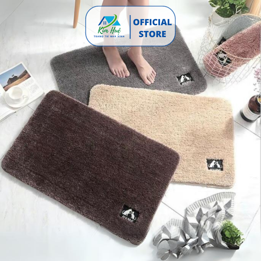 Thảm lau chân lông cừu 40x60cm có đế hạt cao su chống trơn trượt (họa tiết bàn chân) - Trang trí Kim